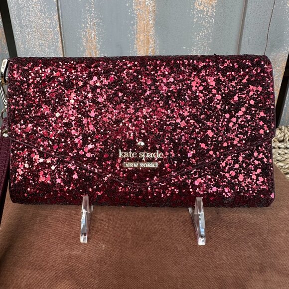 Kate Spade Laurel Way Glitter iPhone Wristlet Deep Plum NWOT - Picture 2 of 15